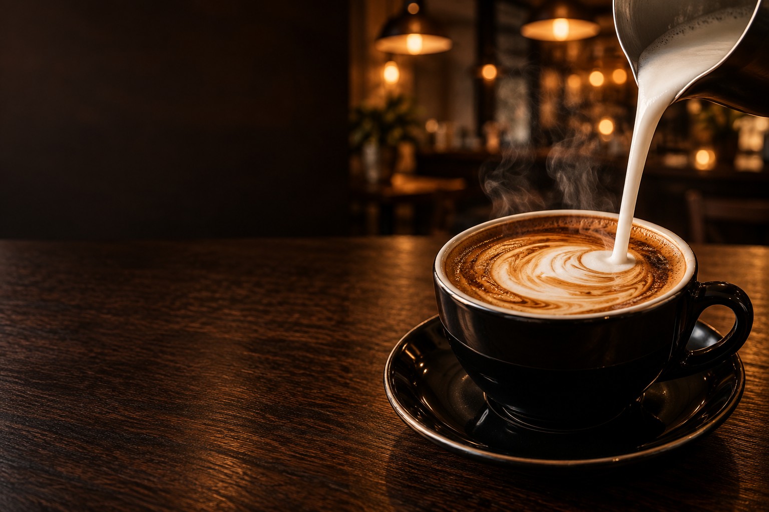 Freshly poured Aurora coffee